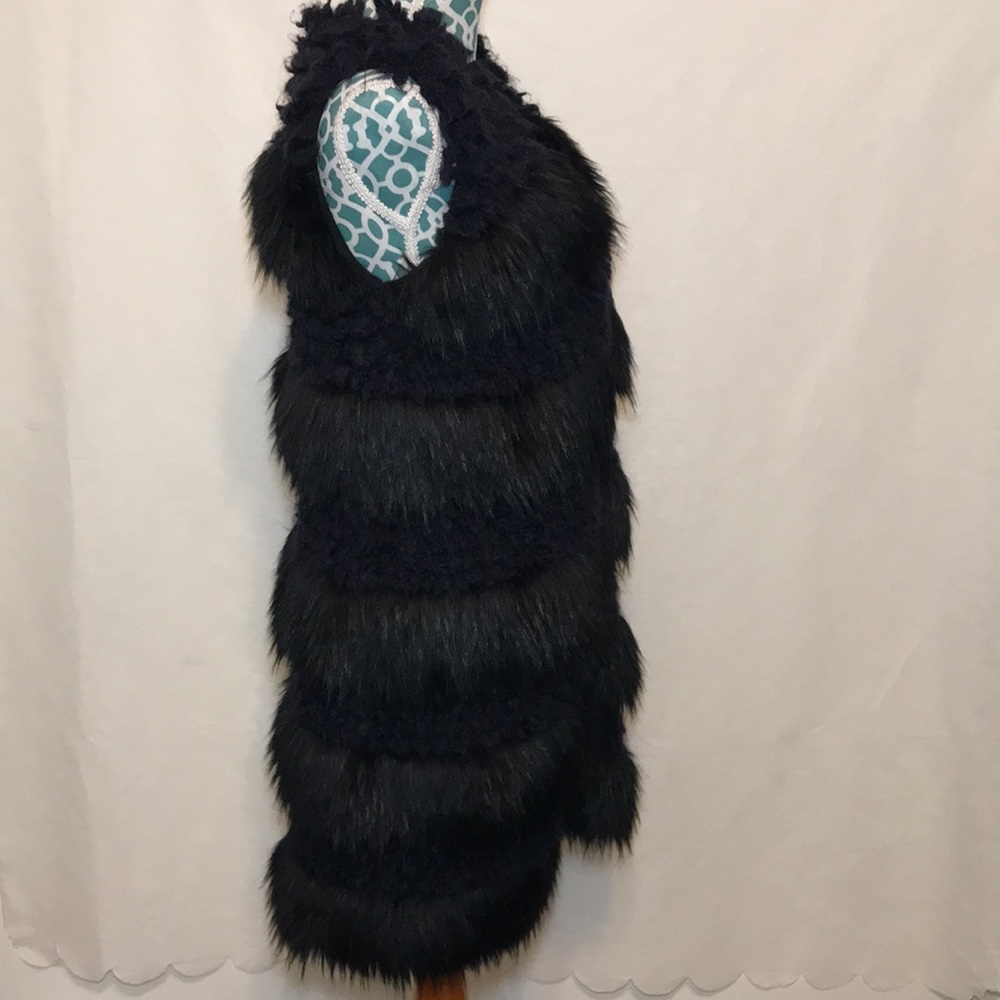 Pinko Brand Wool Blend Duster Long Vest Cardigan Navy Blue and Black Size XS